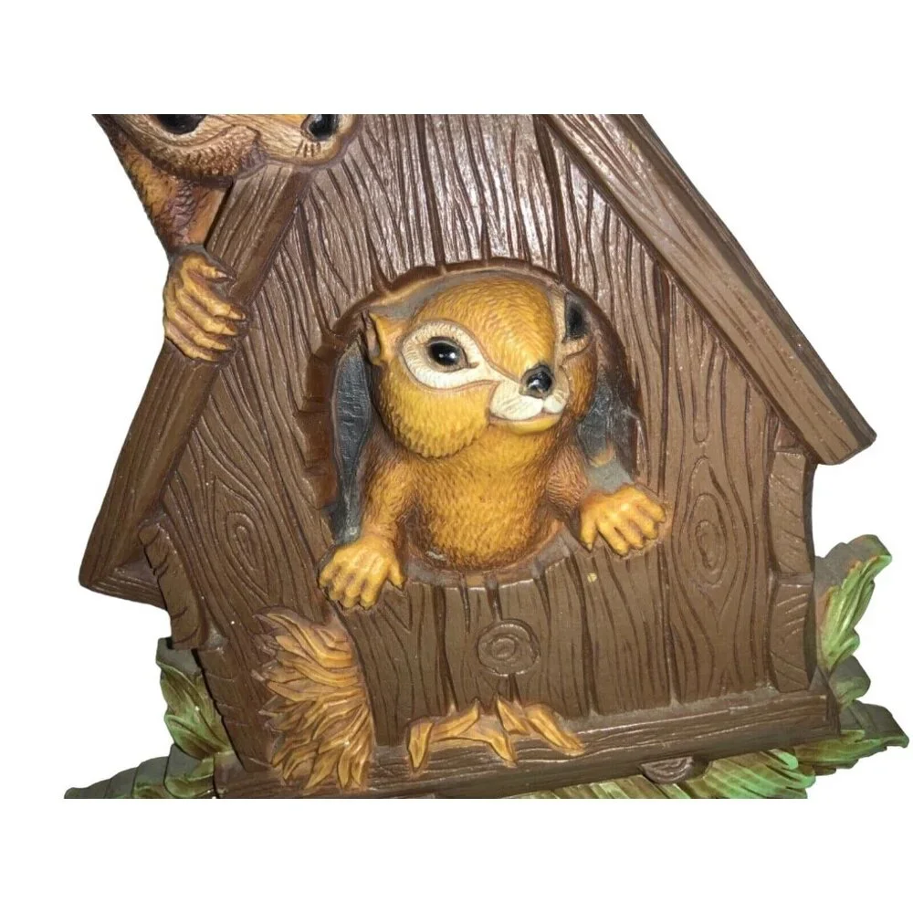 HOMCO Wall Hanging Plaque Plastic Squirrel Chipmunk in Bird House 1977 Vintage